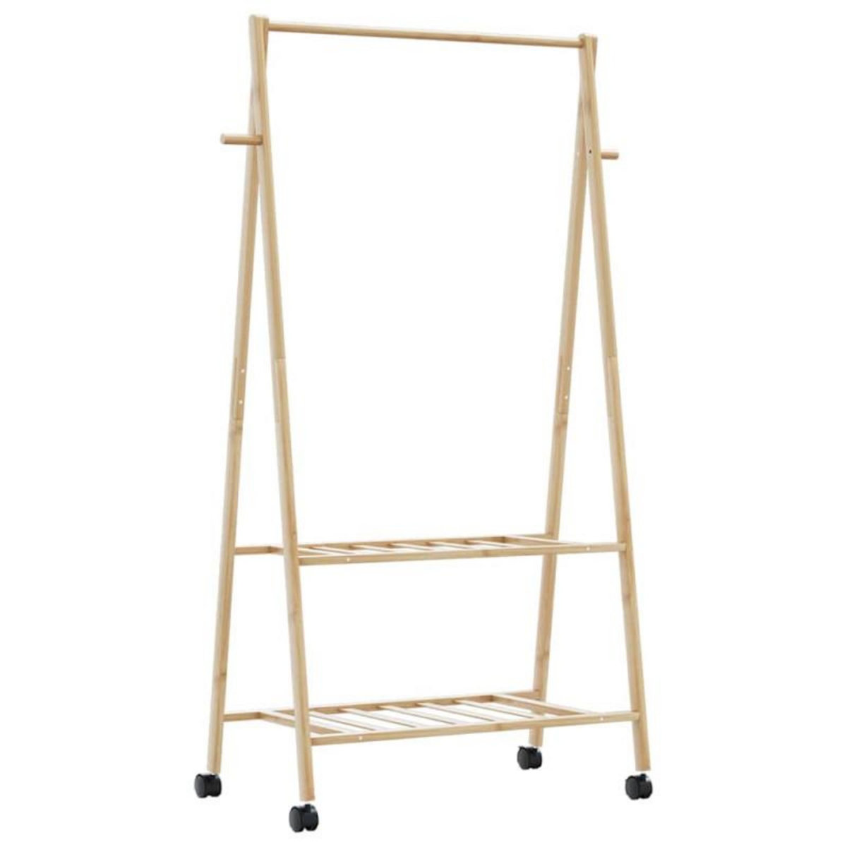 VIDAXL Porte vêtements et étagères et roulettes 96x45,5x155,5cm bambou