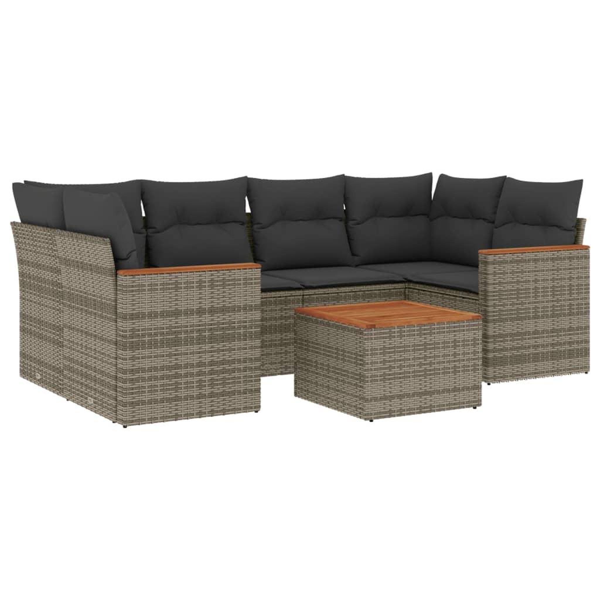 Voir la diapositive 2 : VIDAXL Salon de jardin avec coussins 7 pcs gris resine tressee