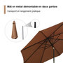 Voir la diapositive 6 : OUTSUNNY Parasol en aluminium rond polyester 180g/m² manivelle inclinable Ø 3 x 2,45 m chocolat