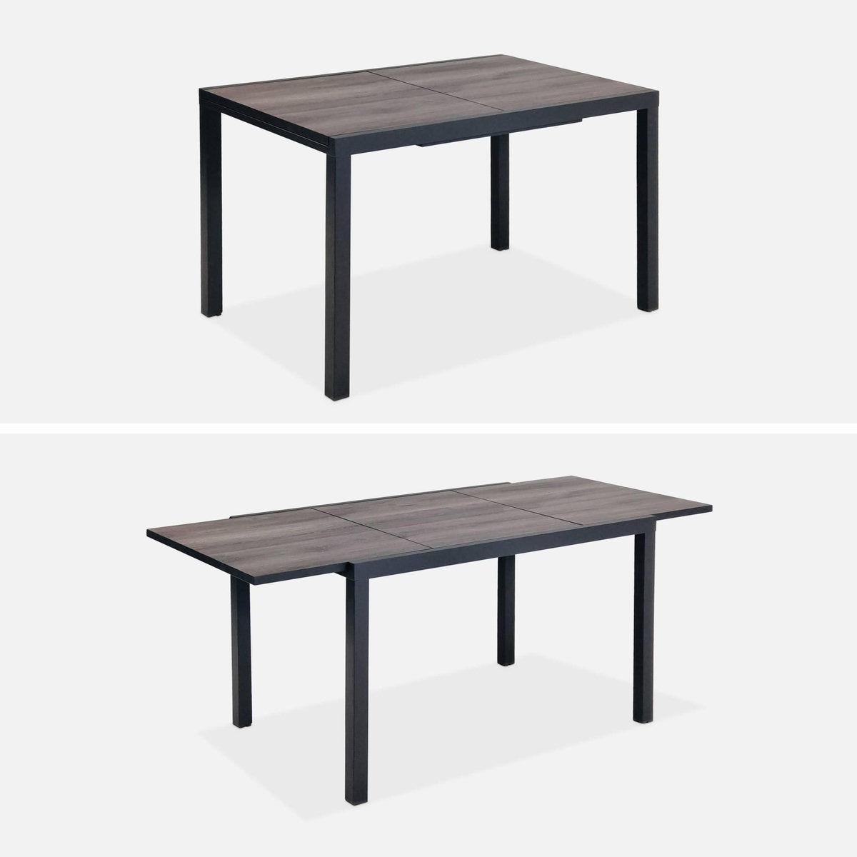 SWEEEK Table de jardin aluminium 120/180cm avec 6 chaises empilables aluminium et textilène