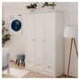 Voir la diapositive 2 : HomeStyle4U Armoire blanche avec tiroirs 3 portes chambre