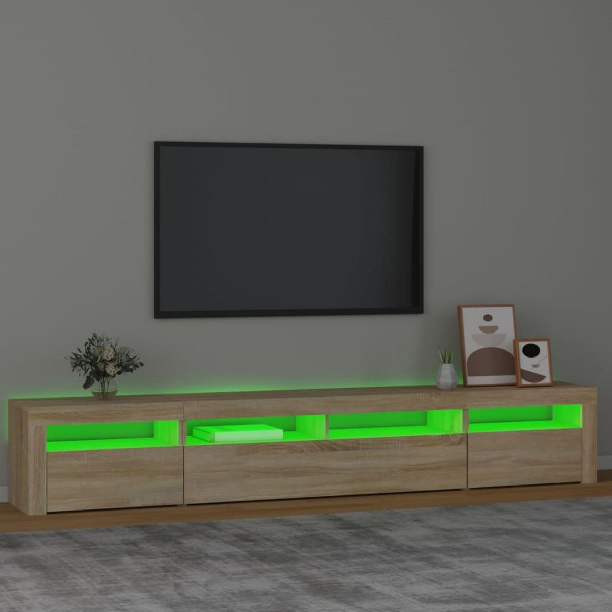 VIDAXL Meuble TV avec lumieres LED Chene sonoma 240x35x40 cm