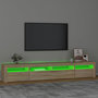 Voir la diapositive 4 : VIDAXL Meuble TV avec lumieres LED Chene sonoma 240x35x40 cm