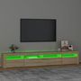 Voir la diapositive 4 : VIDAXL Meuble TV avec lumieres LED Chene sonoma 240x35x40 cm