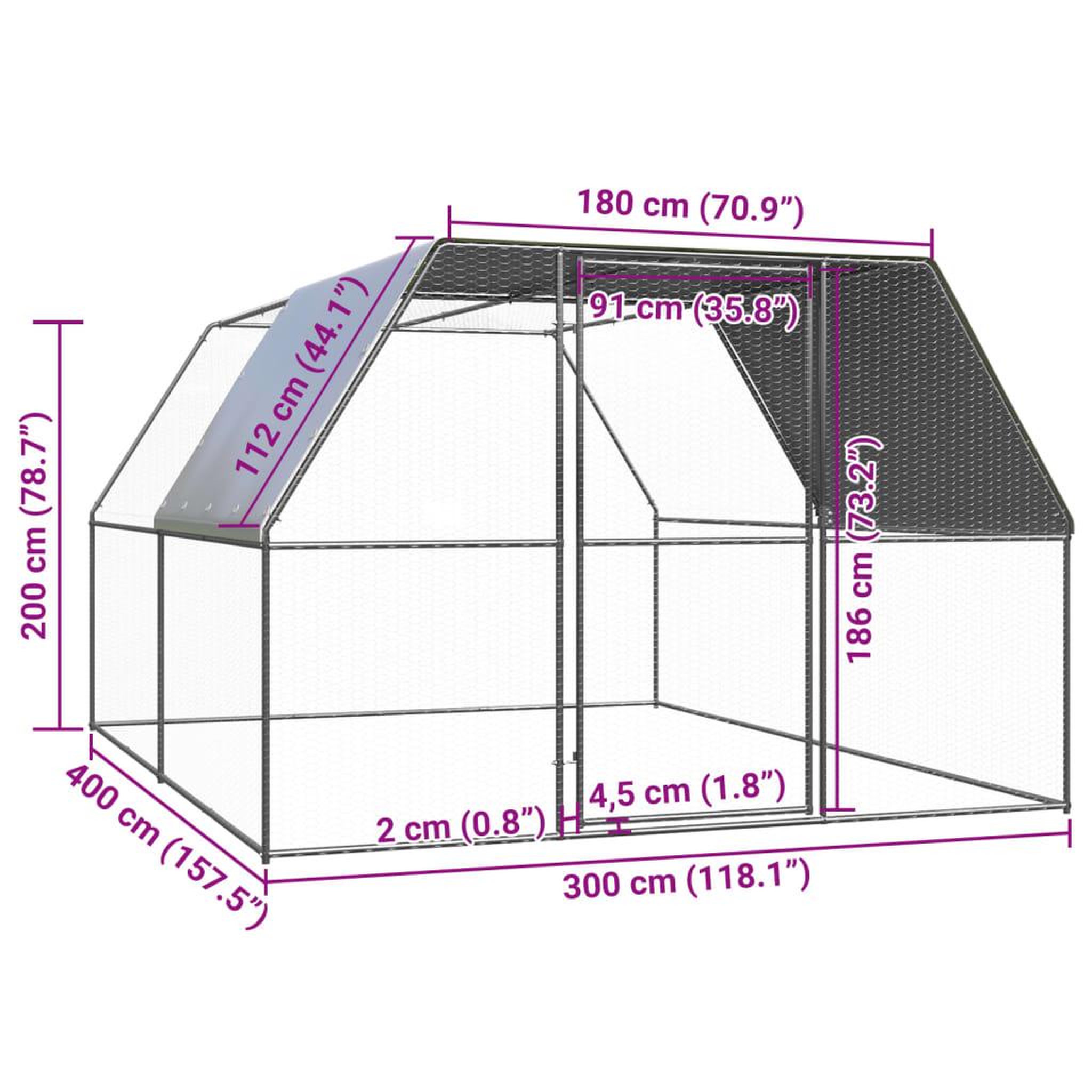 Voir la diapositive 5 : VIDAXL Poulailler d'exterieur 3x4x2 m Acier galvanise