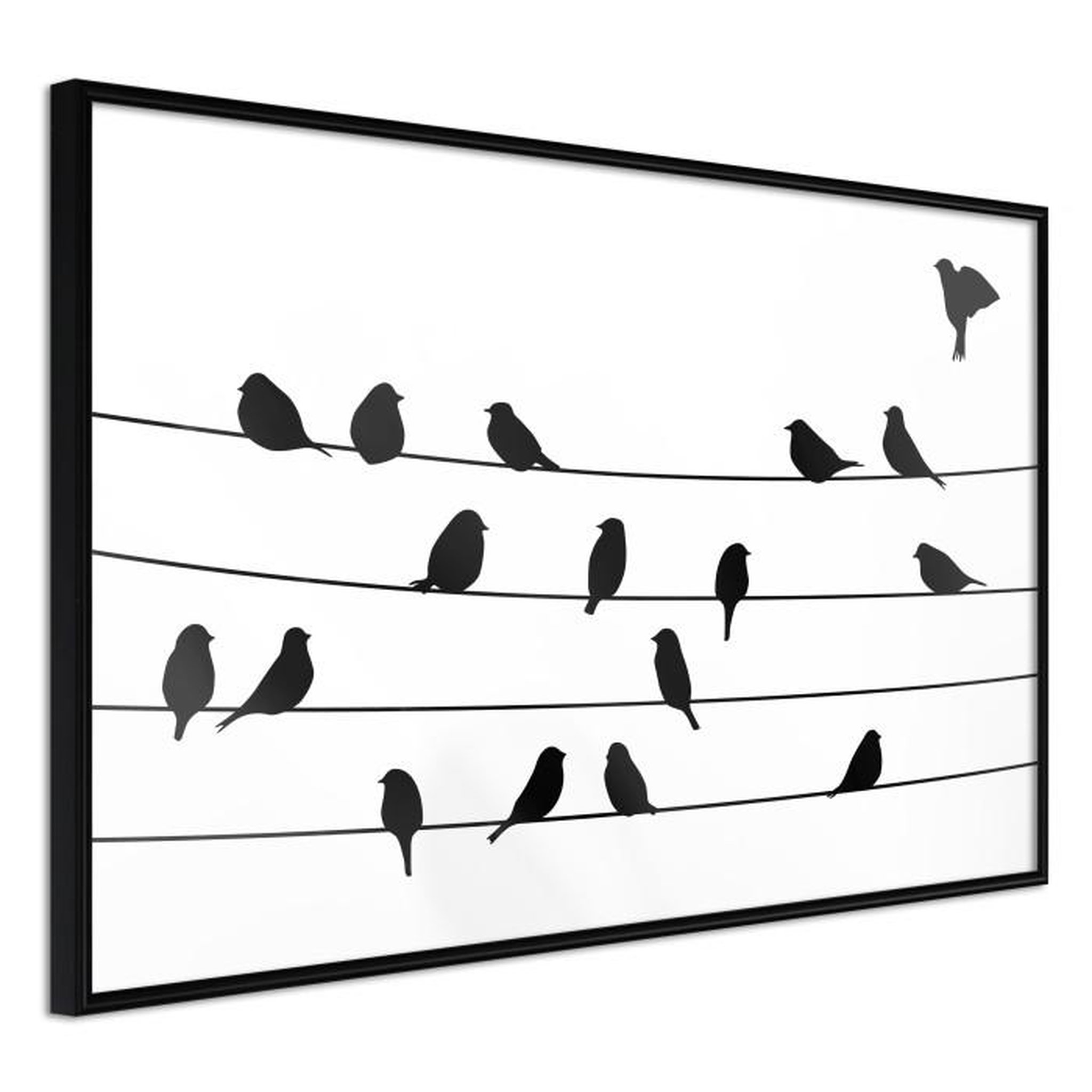 Paris Prix Affiche Murale Encadrée  Birds Council Meeting. Coloris disponibles : Noir, Jaune