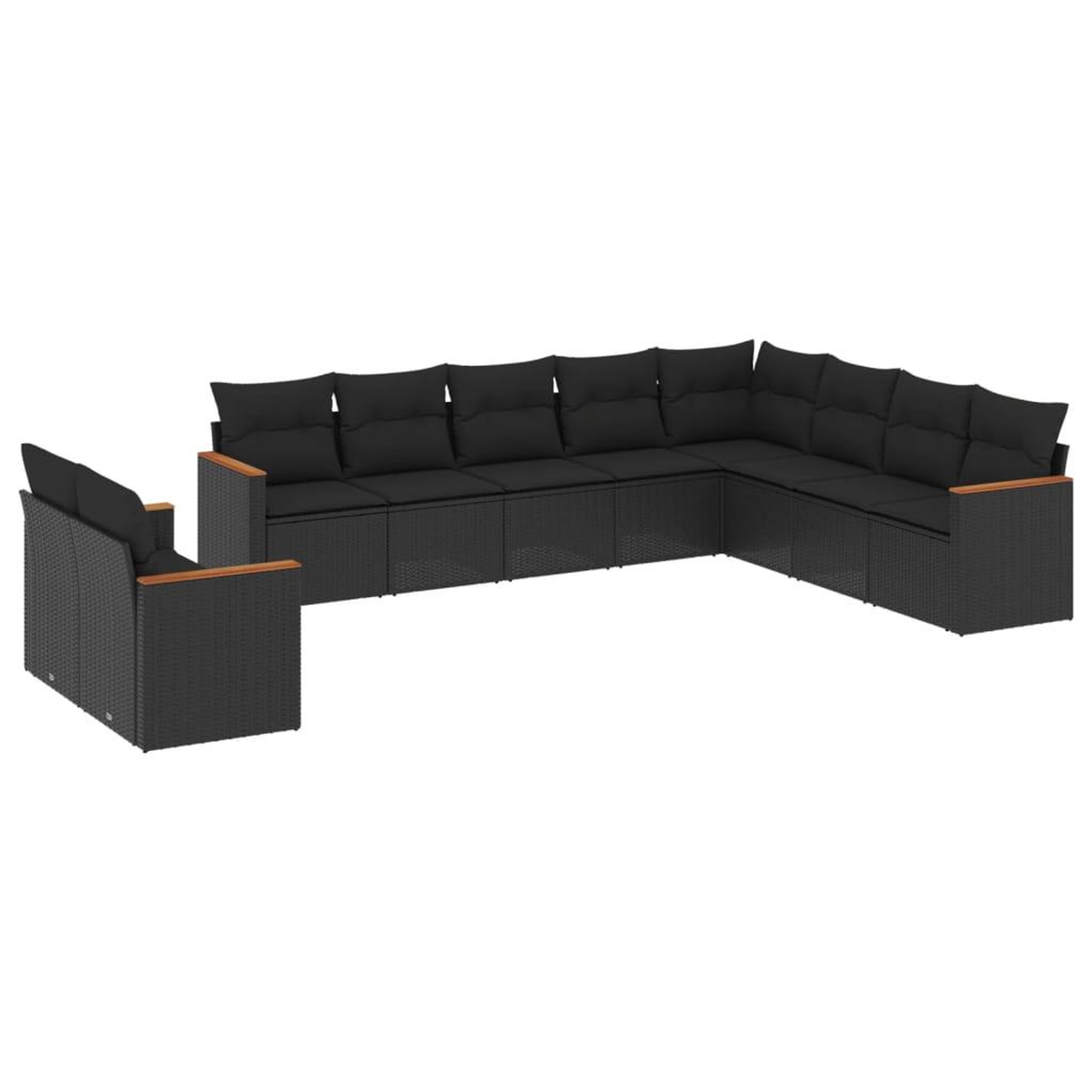 Voir la diapositive 2 : VIDAXL Salon de jardin 10 pcs avec coussins noir resine tressee