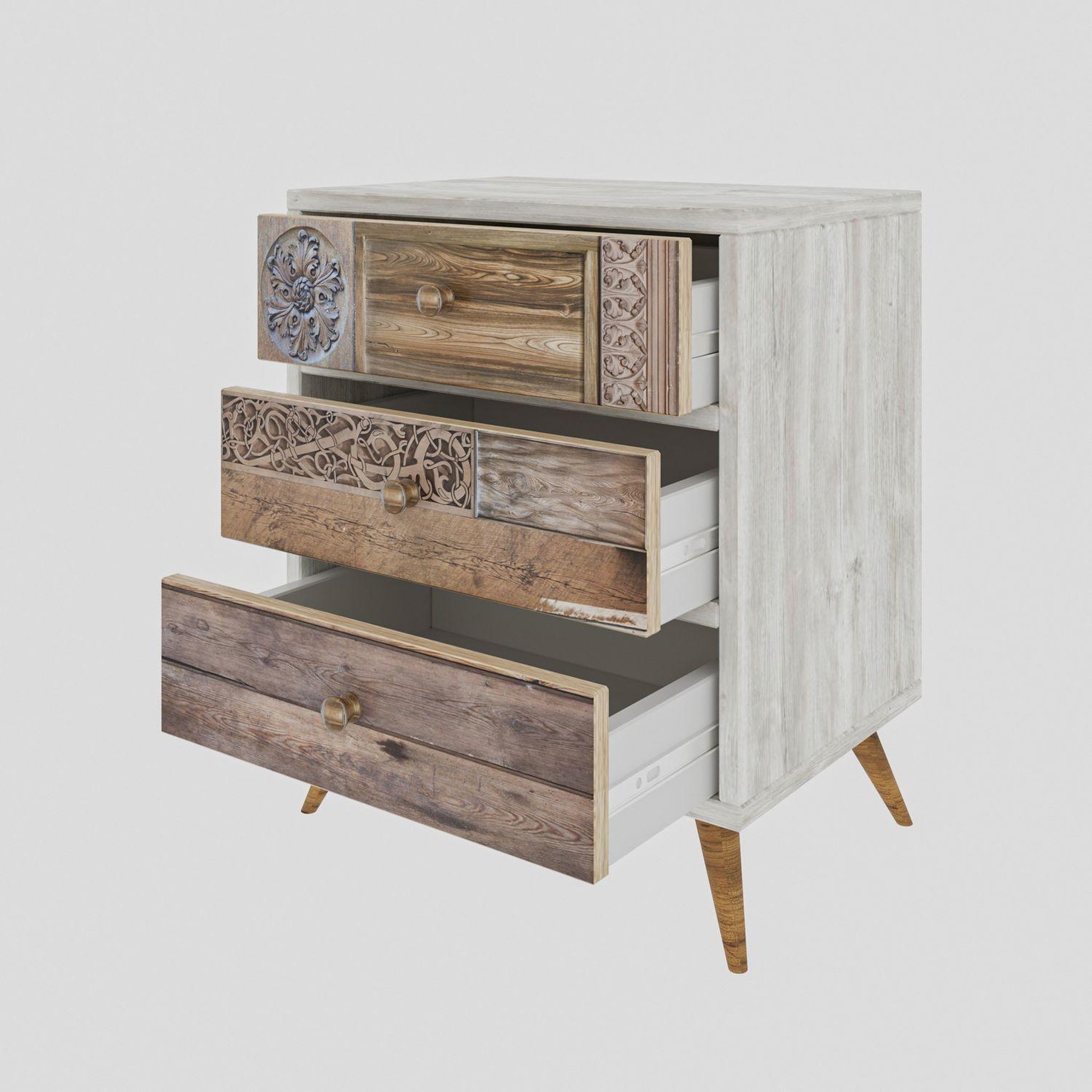 Voir la diapositive 4 : TOILINUX Commode liza - blanc et marron