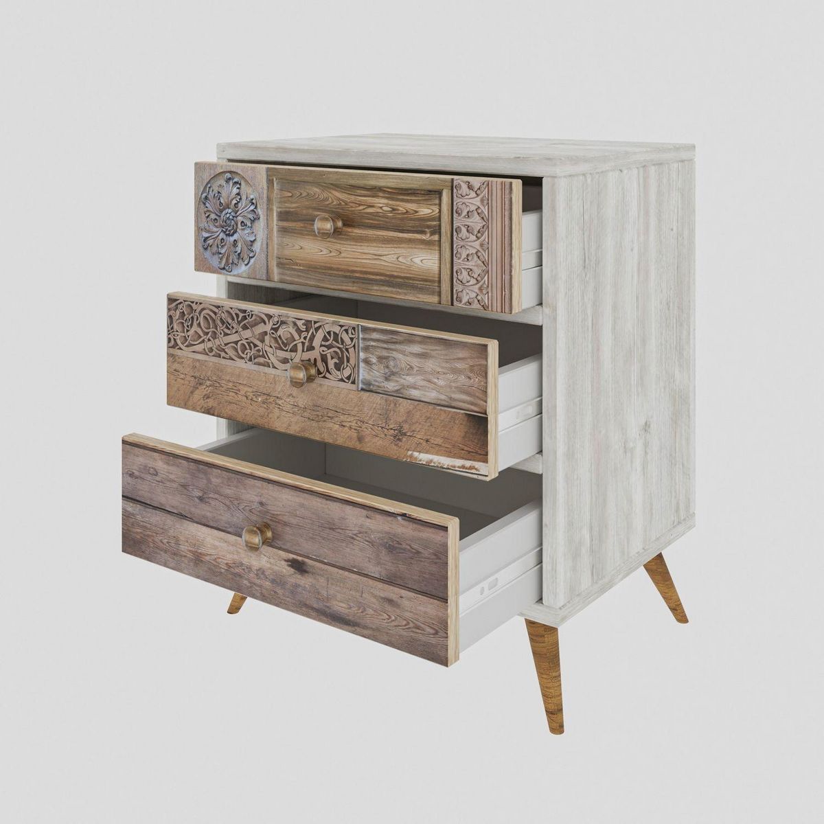 TOILINUX Commode Liza - Blanc et Marron