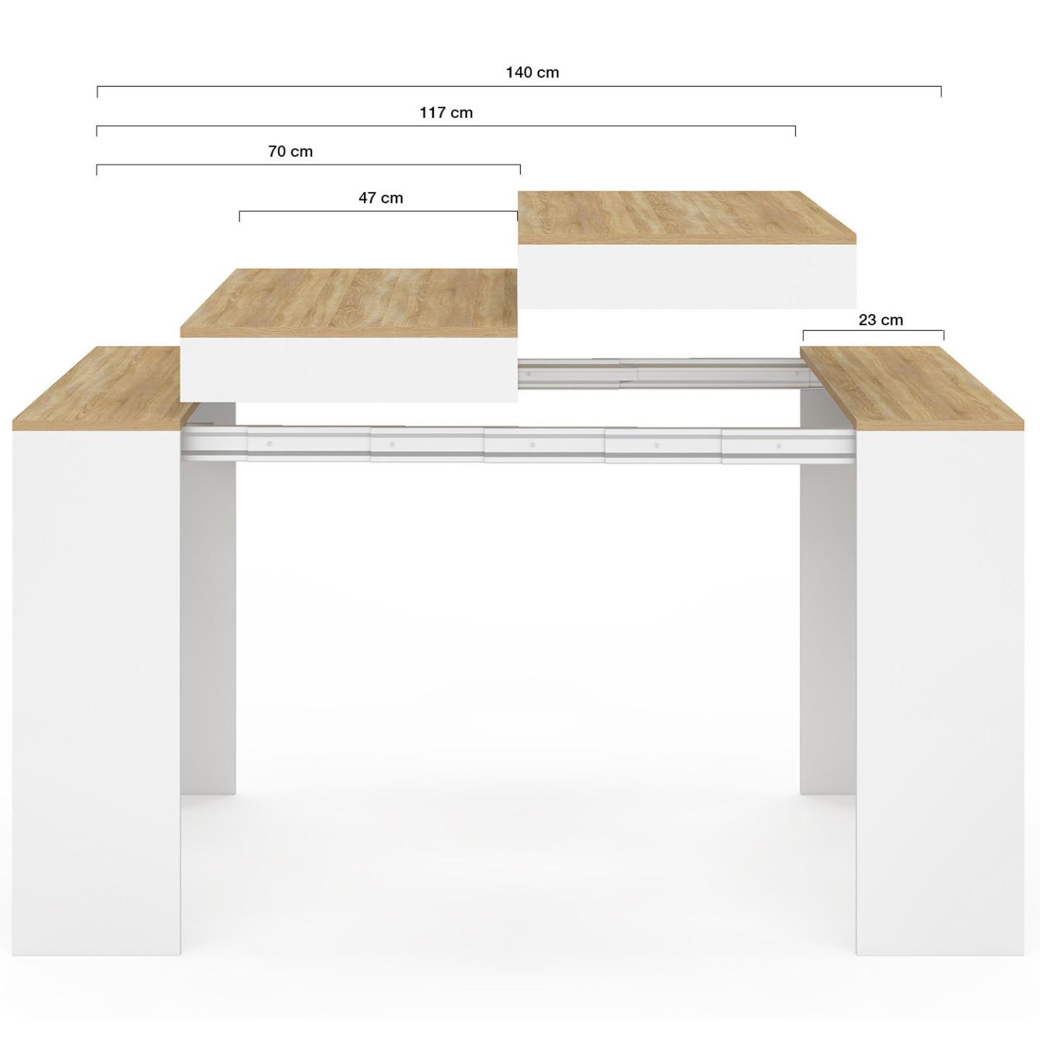 Voir la diapositive 5 : ID MARKET Table console extensible orlando 6 personnes 140 cm bois blanc et façon hêtre