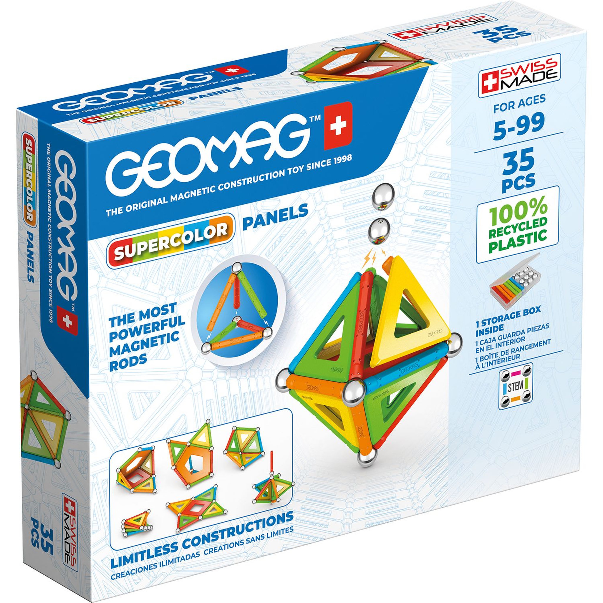 Voir la diapositive 2 : GP TOYS Jeu Geomag - EcoFriendly 35 pcs Panels supercolor