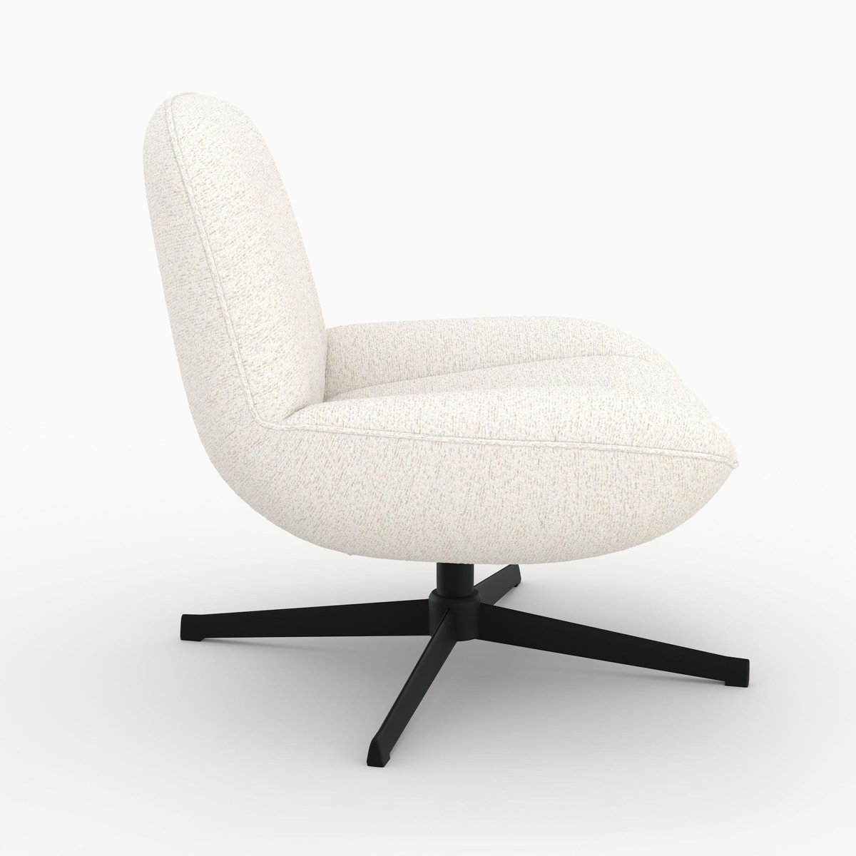 Rendez vous déco Fauteuil pivotant en tissu bouclé blanc cassé-Elvis