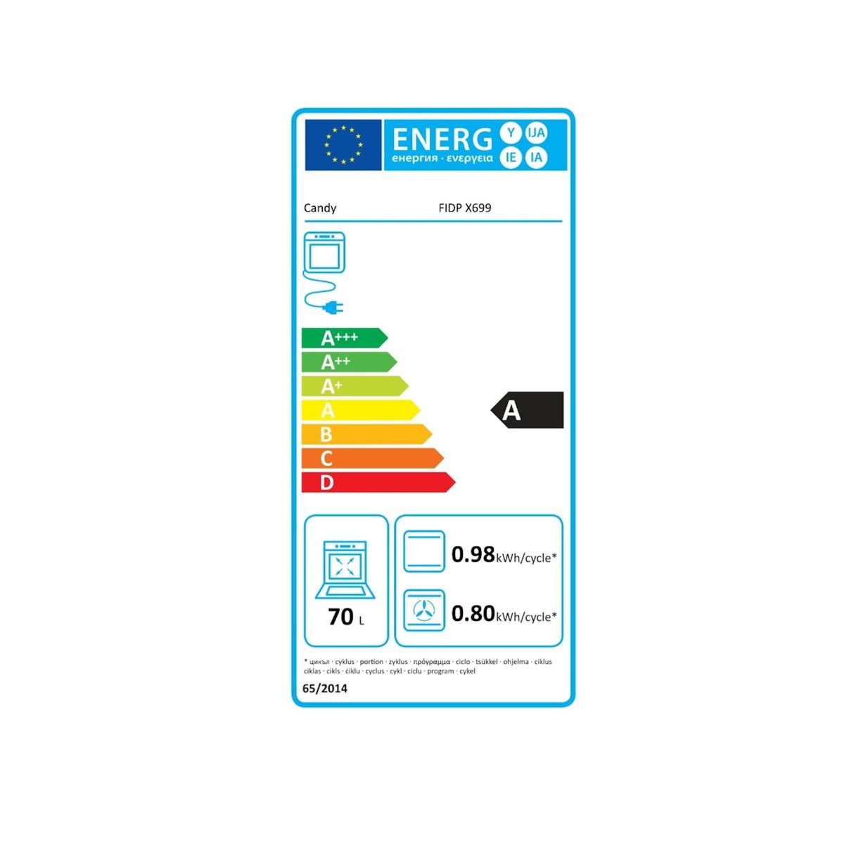 Candy Four intégrable multifonction 70l 62cm pyrolyse inox - FIDPX699