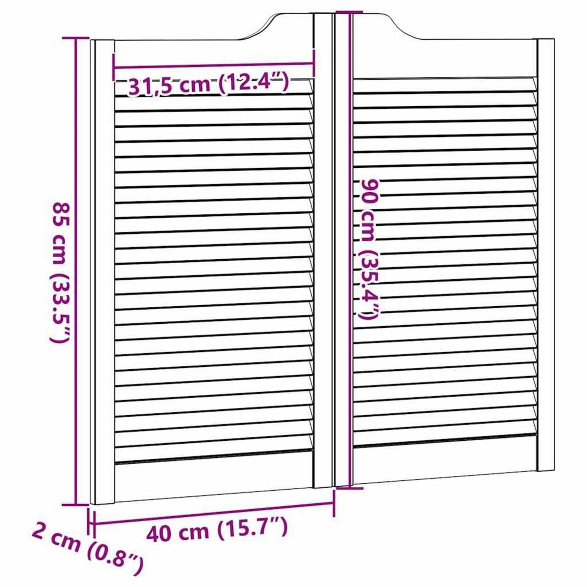 VIDAXL Portes battantes a persiennes 1 paire blanc 90x80 cm
