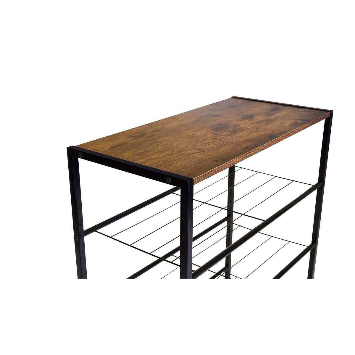 Range chaussures 3 étagères métal + 1 ètagère bois CHARLIZE