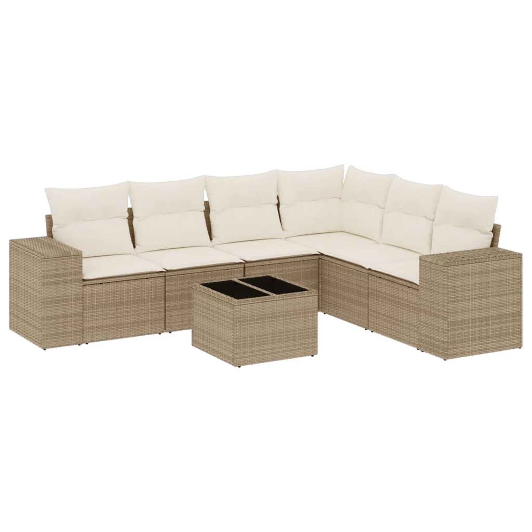 Voir la diapositive 2 : VIDAXL Salon de jardin avec coussins 7 pcs beige resine tressee