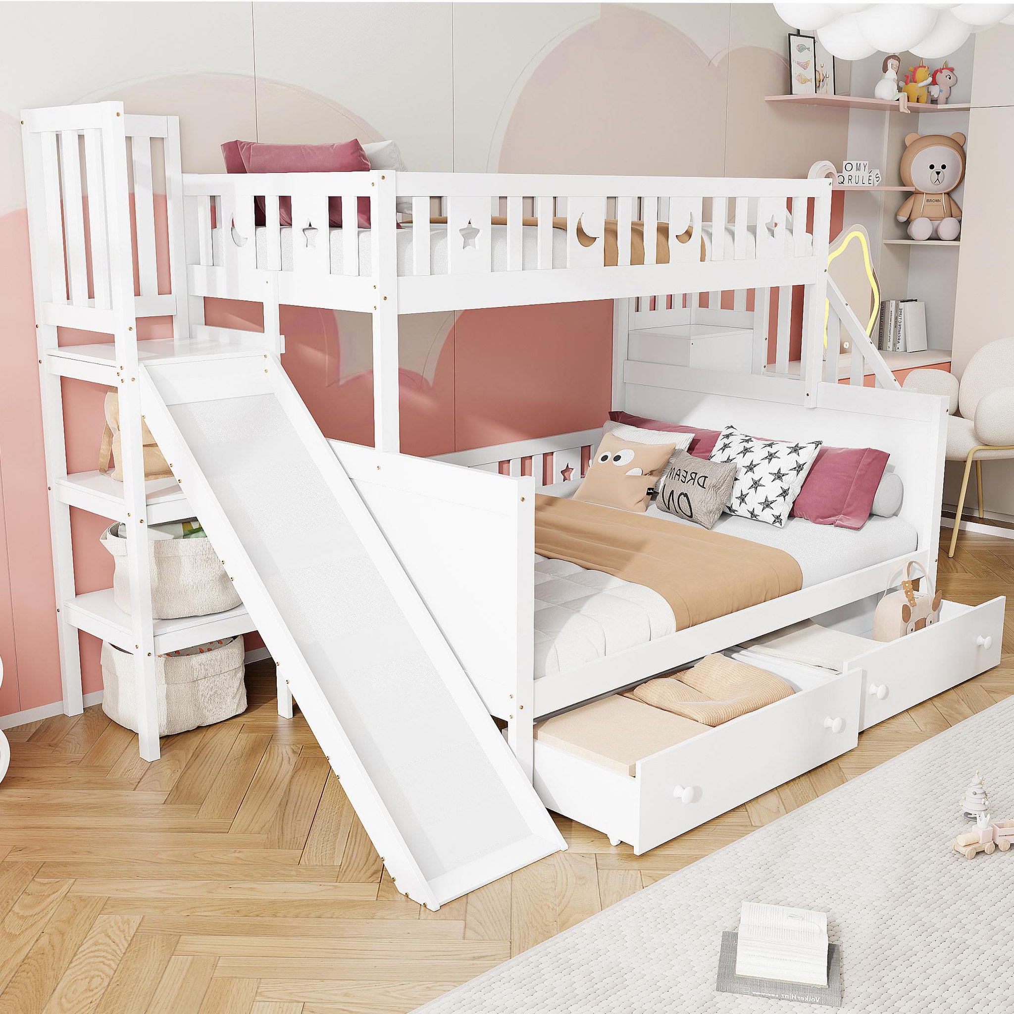 Voir la diapositive 5 : MERAX Lit superposé 140x200(90x200) cm coloris blanc bois massif