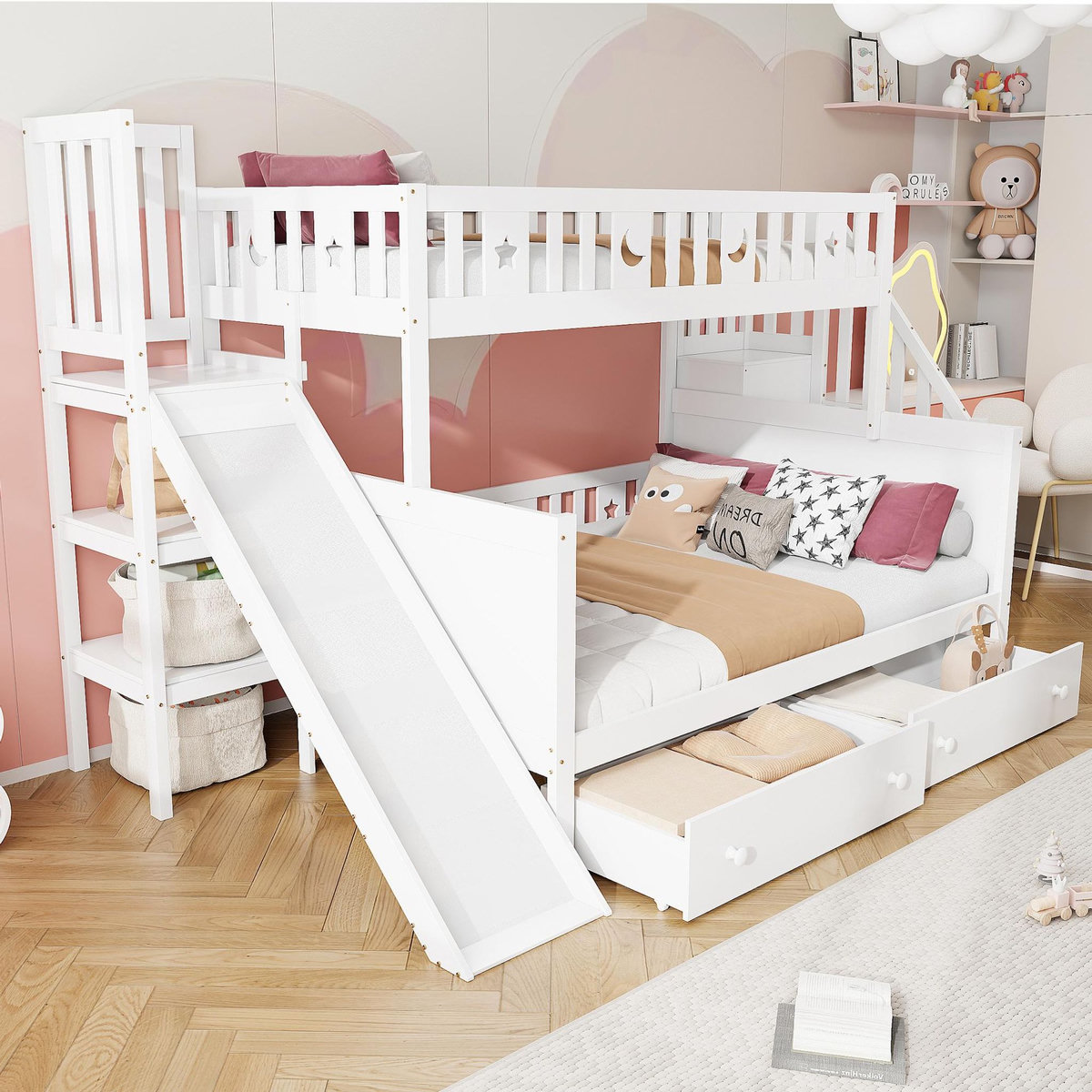 MERAX Lit superposé 140x200(90x200) cm coloris blanc bois massif