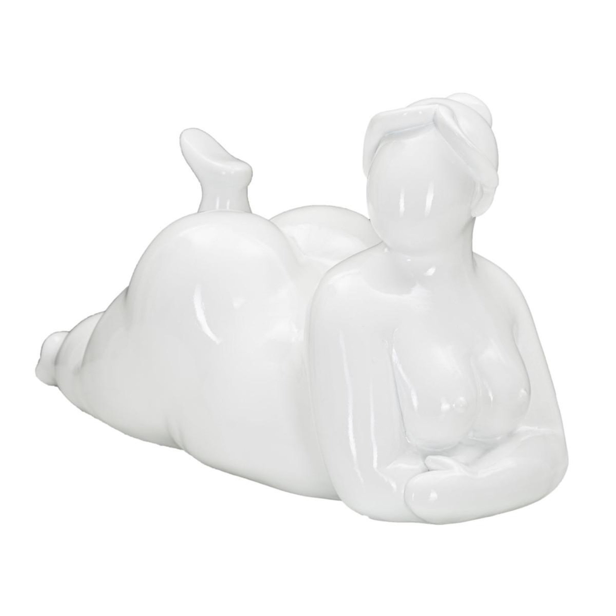 Paris Prix Statuette femme couchée en résine  yoga  32cm blanc