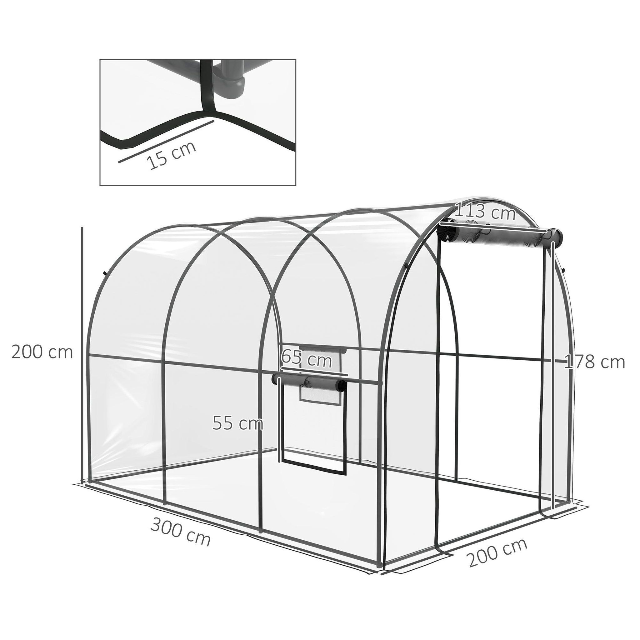 Voir la diapositive 3 : OUTSUNNY Serre tunnel serre à tomates surface sol 6 m² 3l x 2l x 2h m