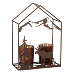 Paris Prix Photophore Maison en Métal  Chalet  22cm Marron
