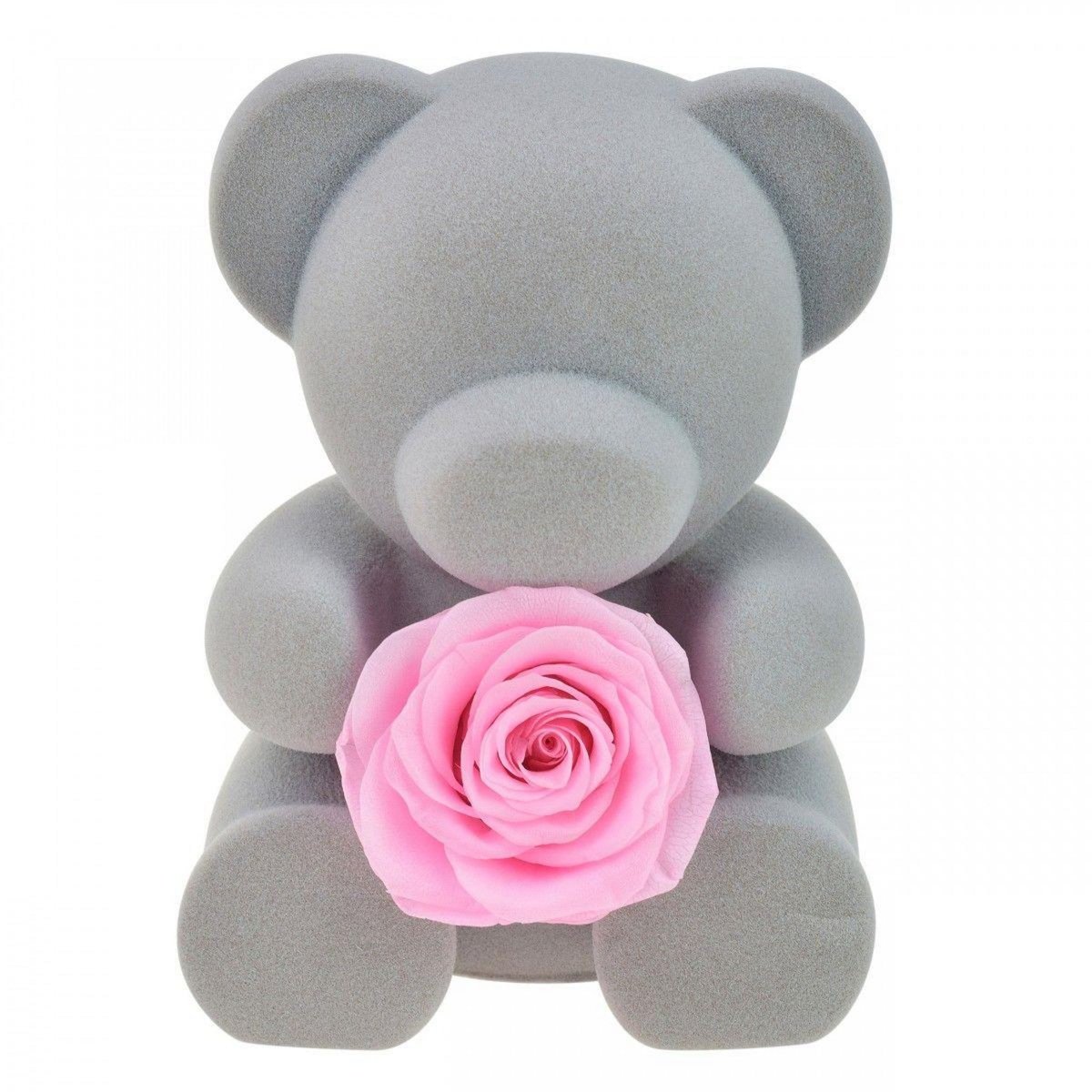 SC CRYSTAL Boite à bijoux ourson décorée d'une rose éternelle - stabilisée rose