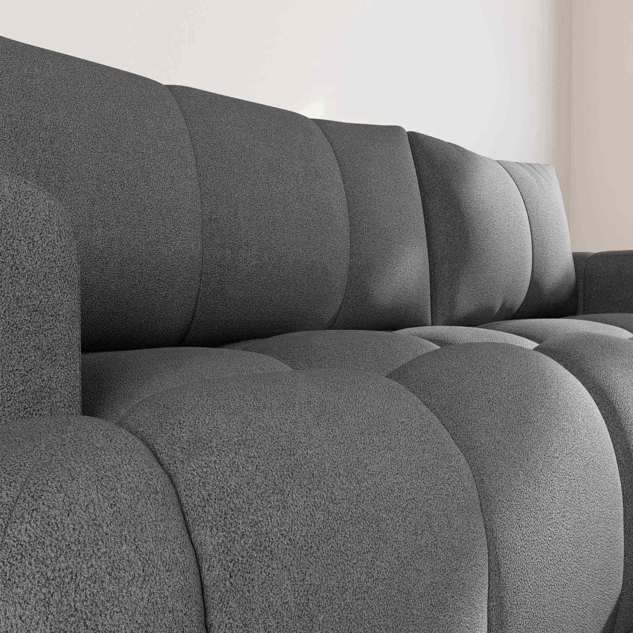 Voir la diapositive 6 : BEST MOBILIER Yulin - canapé d'angle droit 4 places convertible avec coffre en tissu bouclette