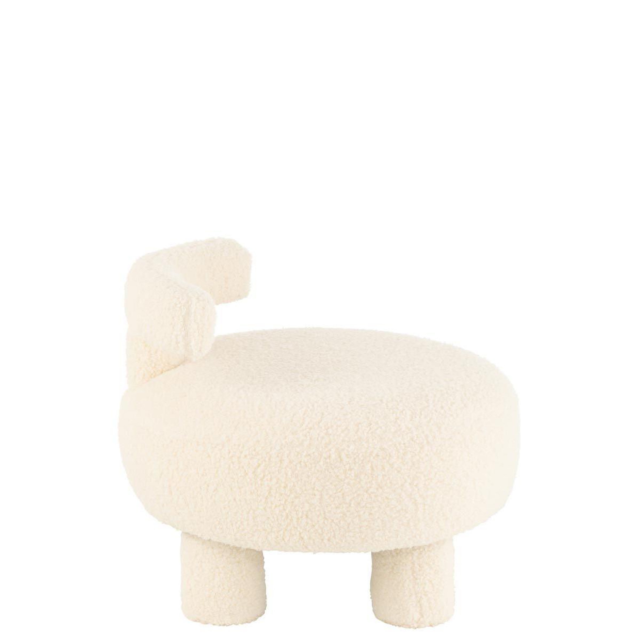 Voir la diapositive 3 : J-LINE Pouf design avec dossier  bouclette  52cm blanc
