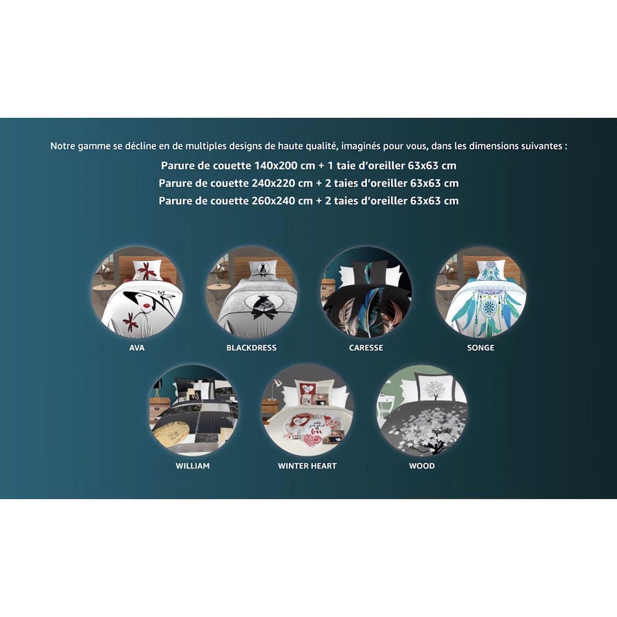 SOLEIL D'OCRE Parure housse de couette dessin placé 240X220 cm CARESSE, 100% coton 57 fils/cm2