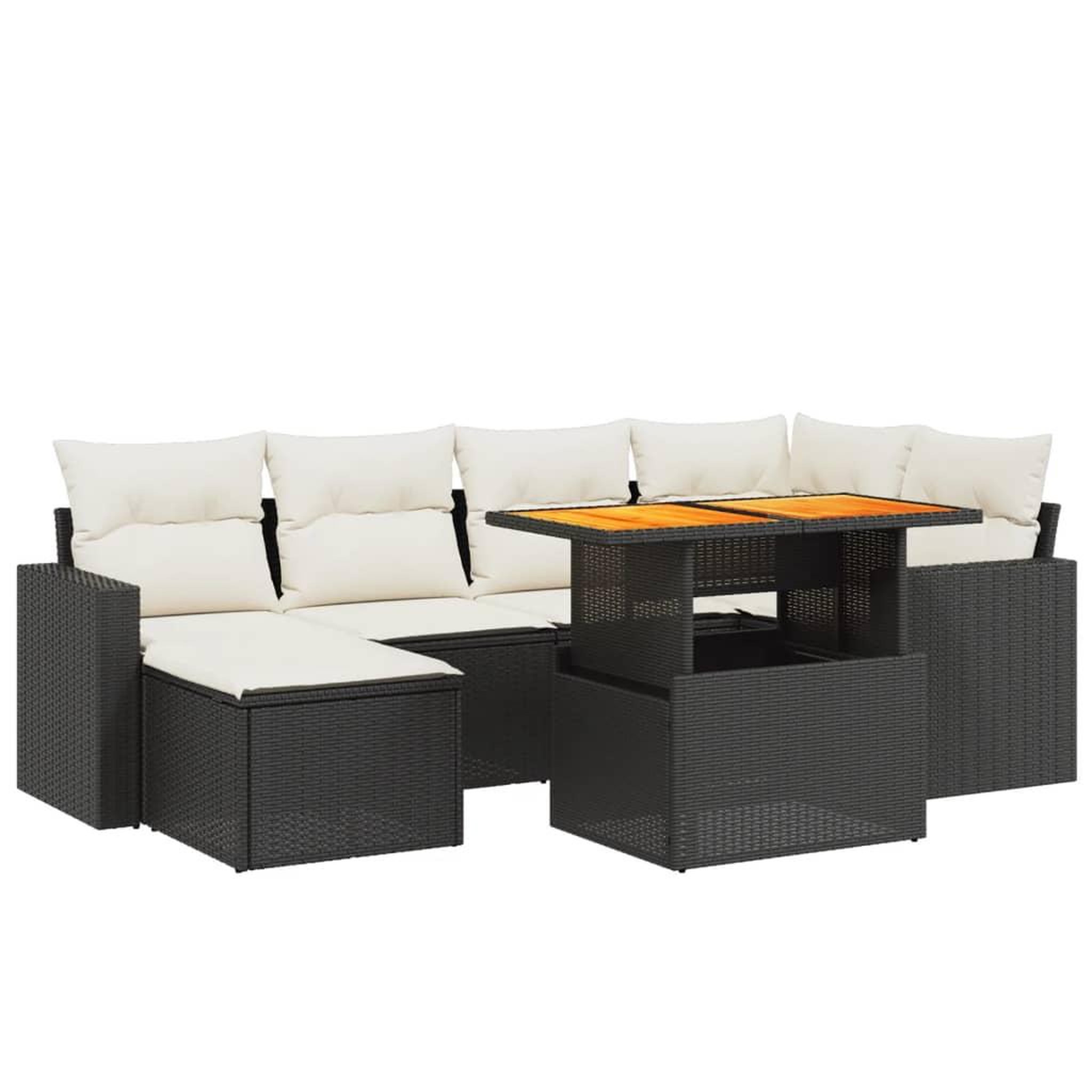 Voir la diapositive 2 : VIDAXL Salon de jardin 7 pcs avec coussins noir resine tressee