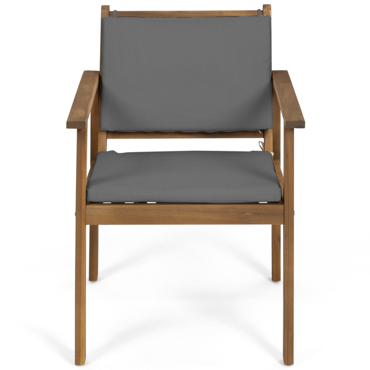 ID MARKET Salon de jardin bas JAKARTA 4 places en acacia avec canapé, fauteuils, table et coussins gris