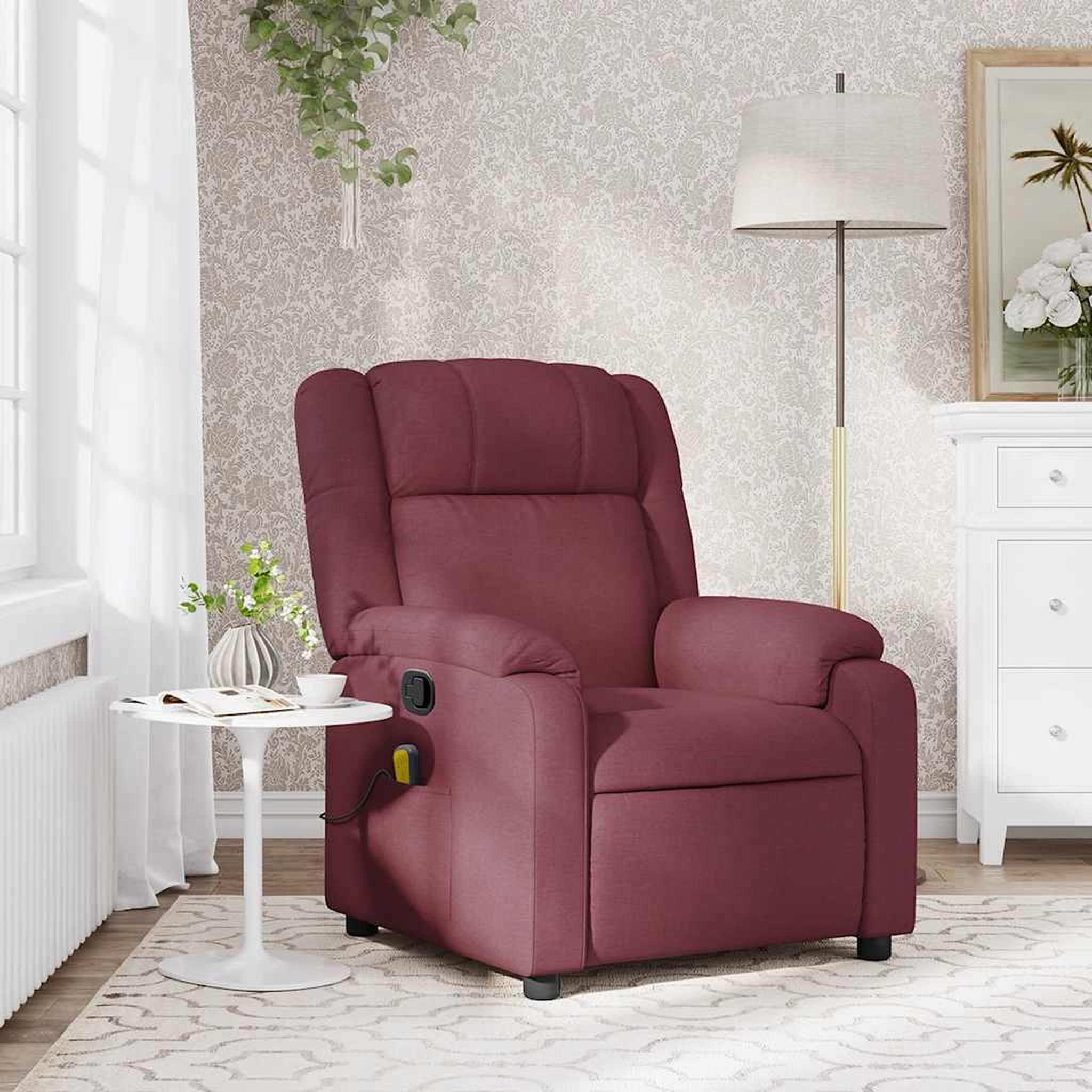 VIDAXL Fauteuil de massage inclinable Rouge bordeaux Tissu