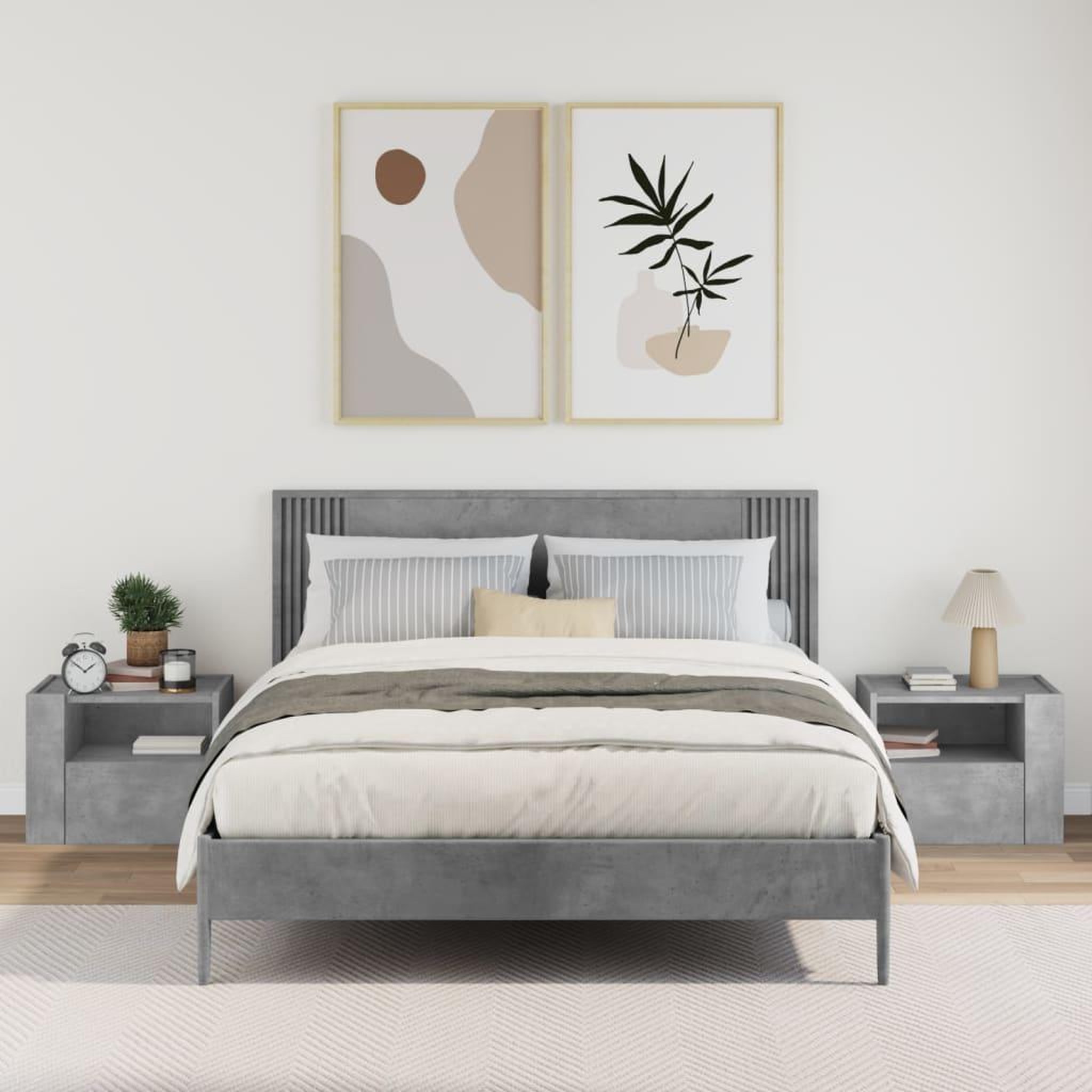 Voir la diapositive 3 : VIDAXL Tables de chevet murales 2 pcs gris beton 45x30x35 cm
