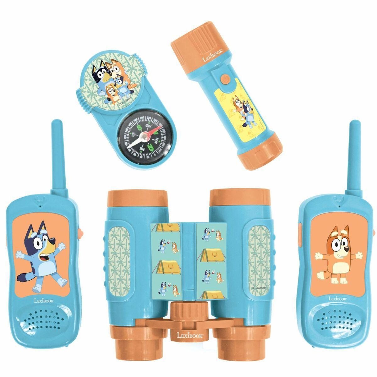 Lexibook Kit d'aventurier Bluey avec Talkie-Walkies portée 120m, jumelles et boussole