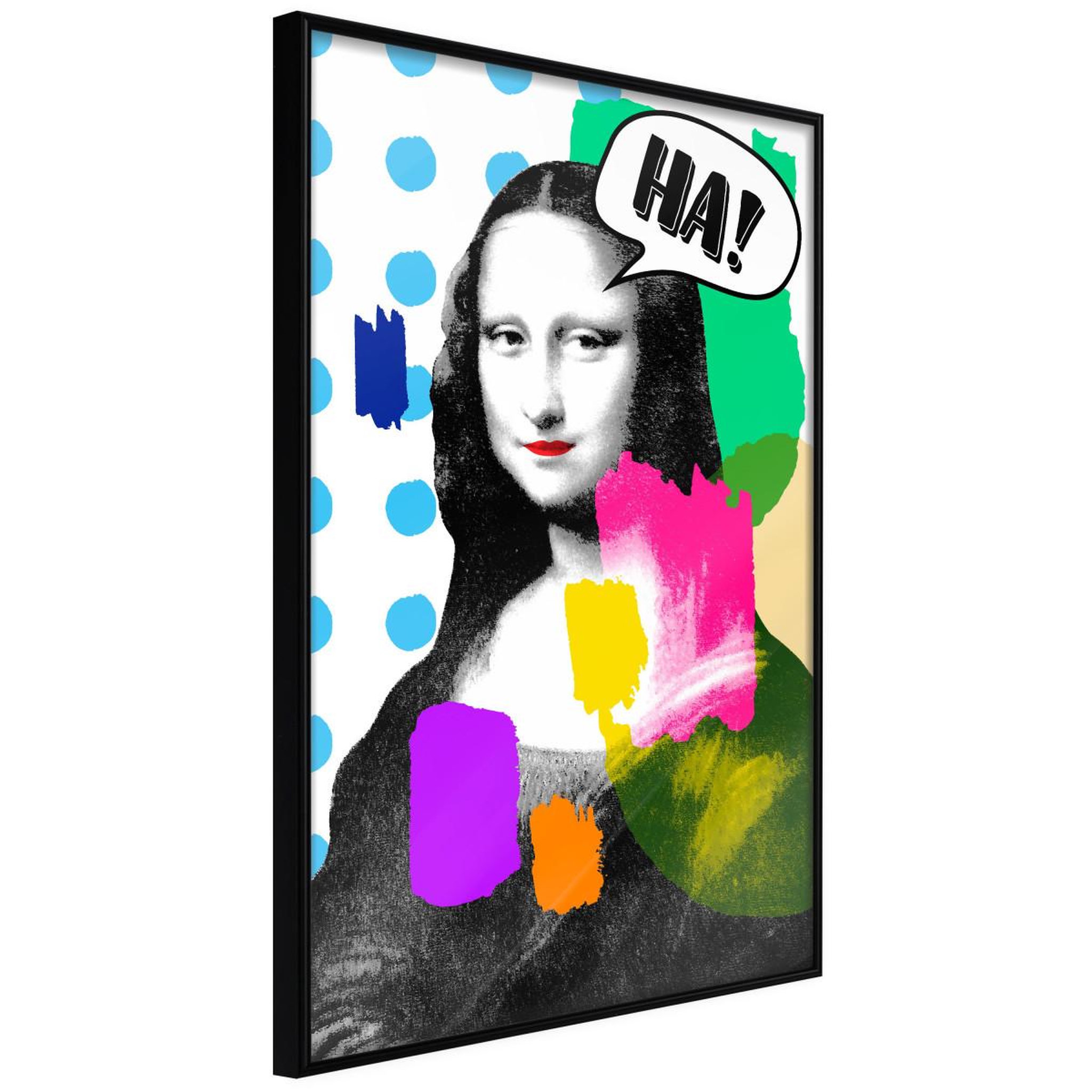 Paris Prix Affiche murale encadrée  mona lisa's laughter. Coloris disponibles : Jaune, Noir