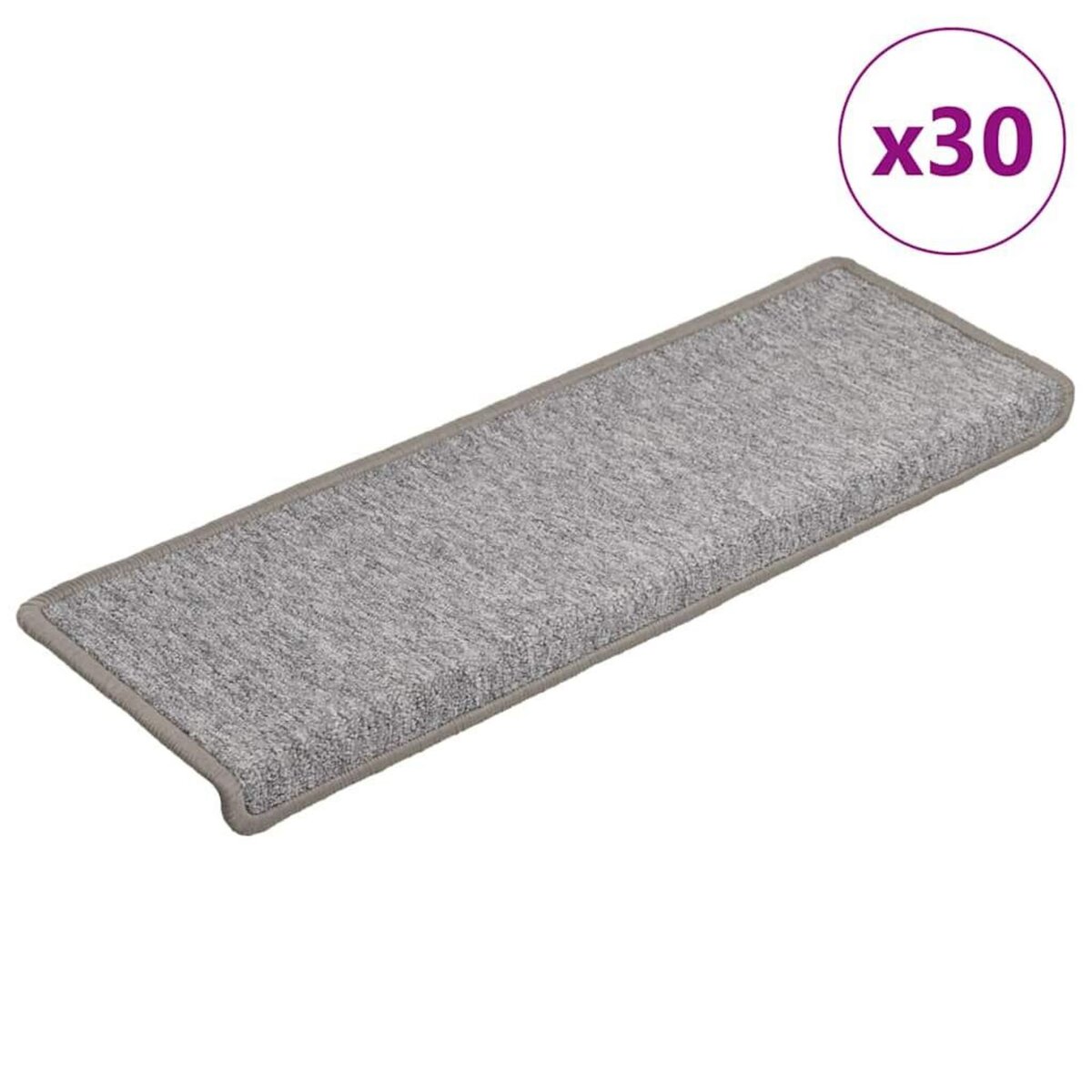 VIDAXL Tapis d'escalier 30 pcs 65x21x4 cm Gris clair