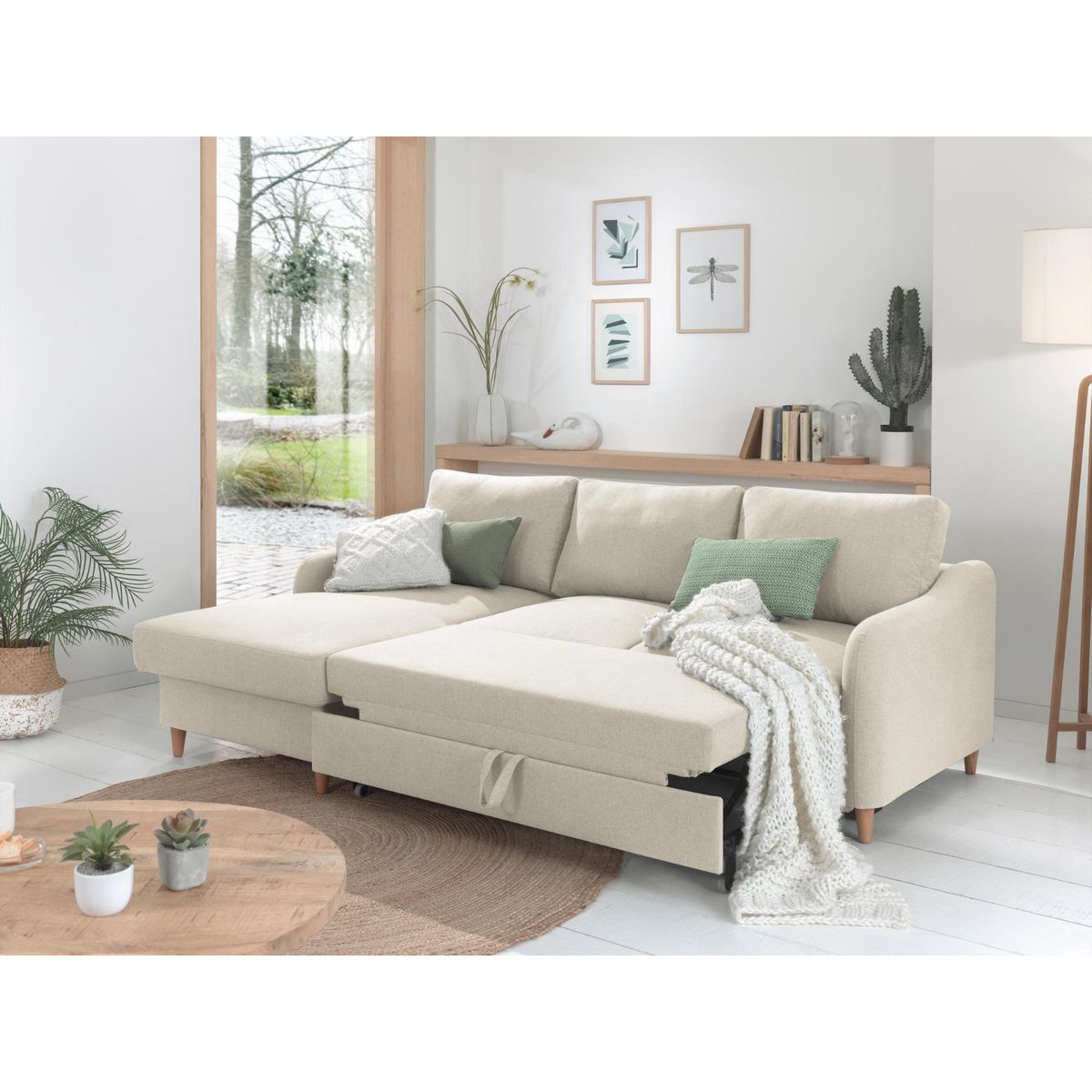 LISA DESIGN Will - canapé d'angle gauche - convertible avec coffre - 4 places - en tissu