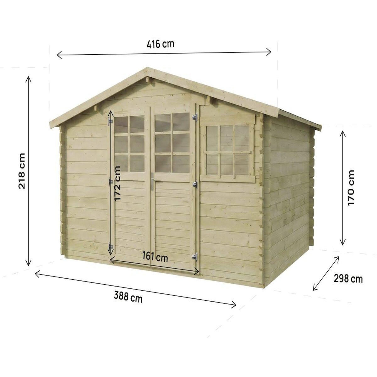 Habitat et Jardin Abri de jardin en bois traité autoclave  Belmont  - 12.53 m² - 34 mm