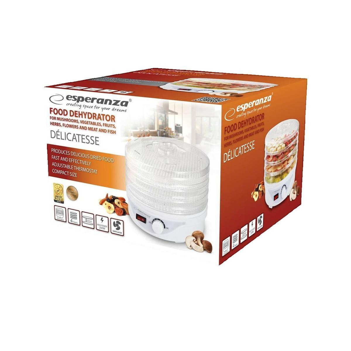ESPERANZA Déshydrateur alimentaire Esperanza EKD003 blanc translucide