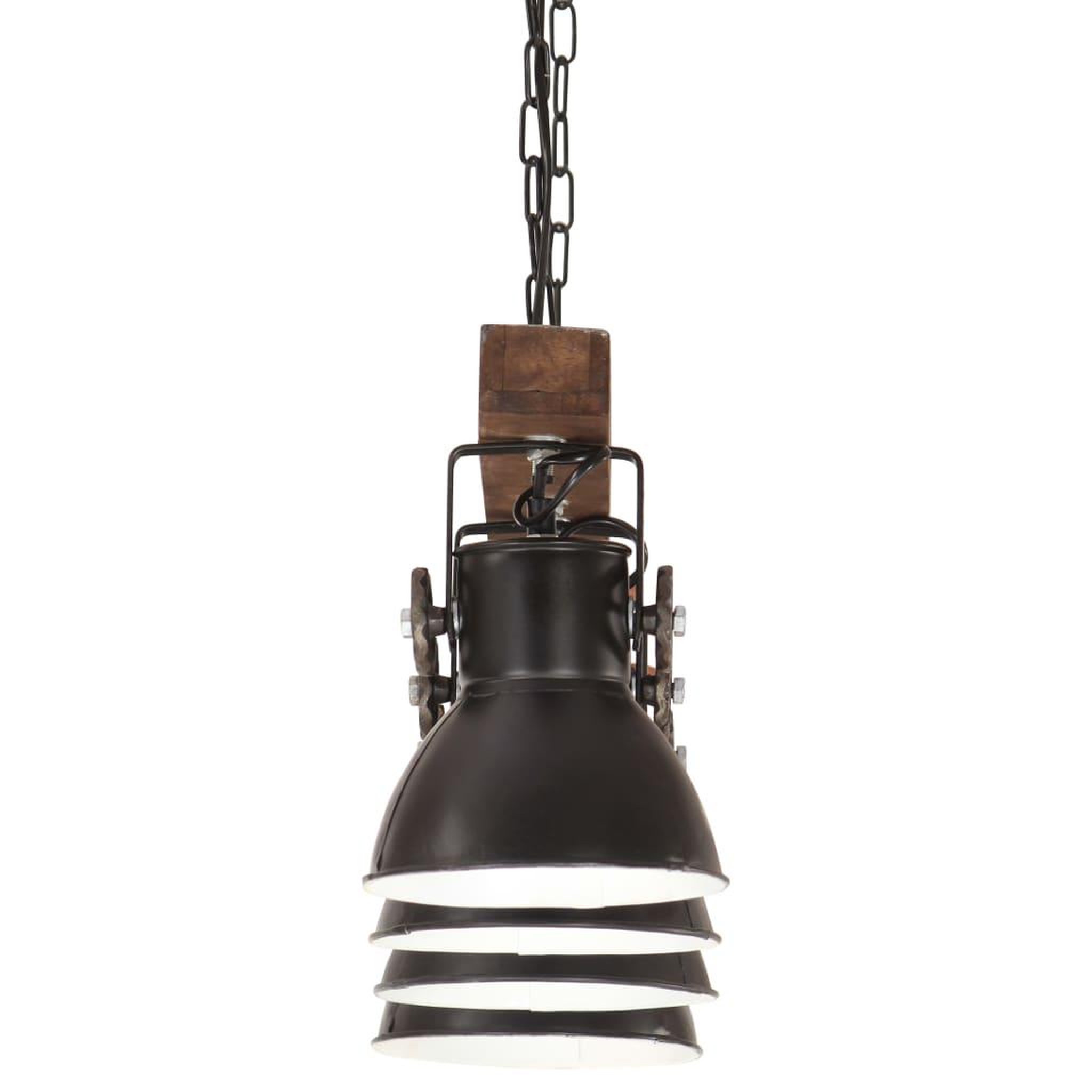 Voir la diapositive 5 : VIDAXL Plafonnier industriel Noir E27 Bois de manguier