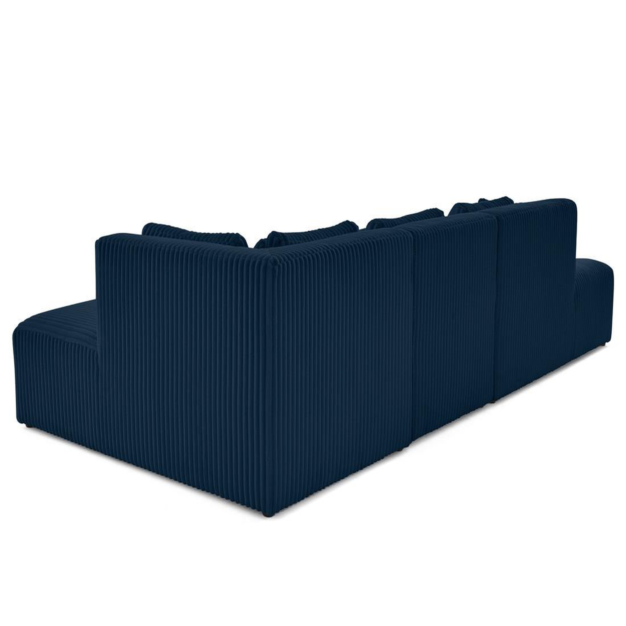 Voir la diapositive 4 : LISA DESIGN Victoire - canapé modulable d'angle droit 5 places en velours côtelé grosses côtes