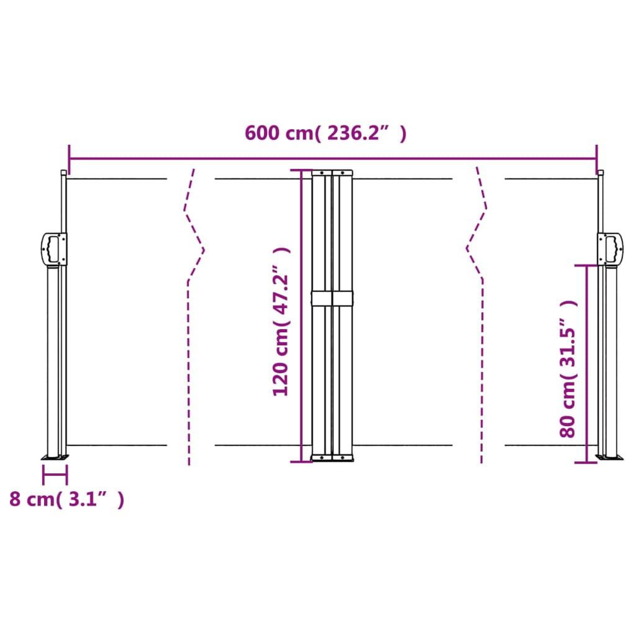 Voir la diapositive 6 : VIDAXL Auvent lateral retractable marron 120x600 cm