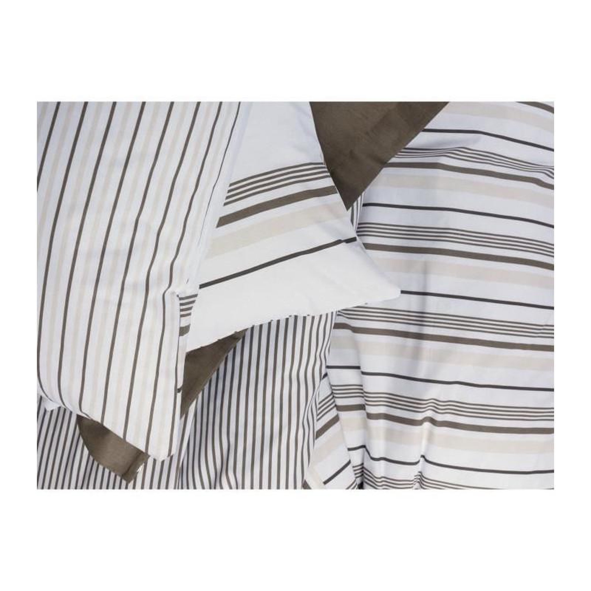 Voir la diapositive 2 : GENERIQUE Parure de lit - 129CTN64489 - 1 housse de couette 220 x 240 cm + 2 taies d'oreiller 60 x 60 cm - 100% coton ranforcé - Brun