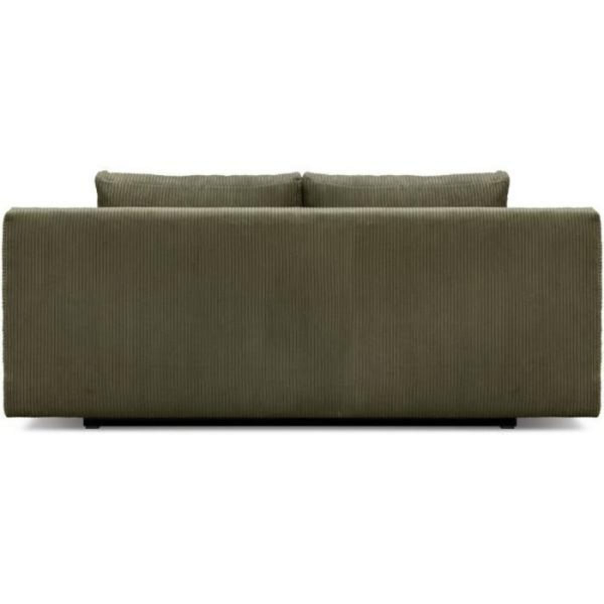 MARKET24 Banquette convertible 3 places MIKA - Velours côtelé vert kaki - Coffre de rangement - L 192 x H 84 x P 93 cm