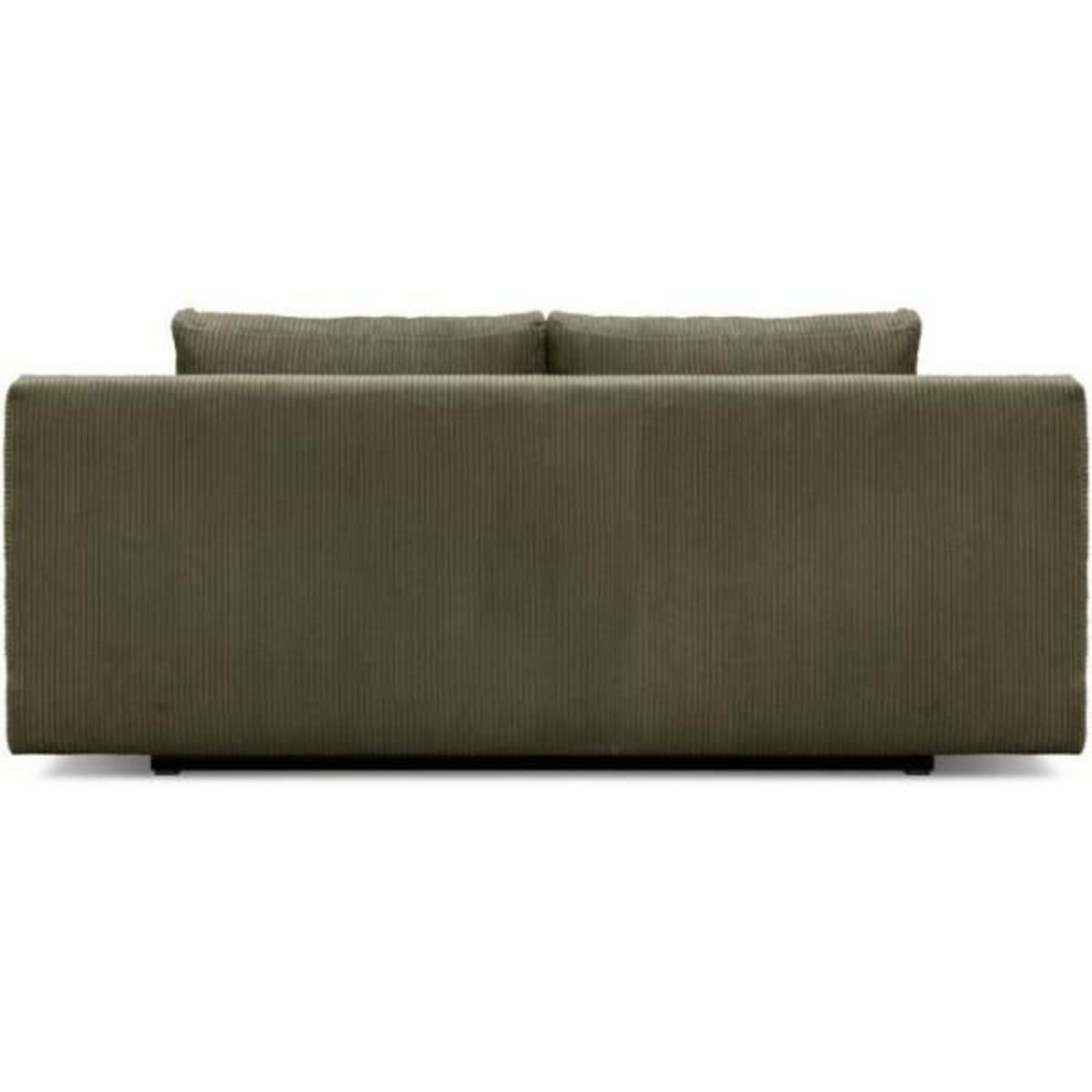 MARKET24 Banquette convertible 3 places MIKA - Velours côtelé vert kaki - Coffre de rangement - L 192 x H 84 x P 93 cm