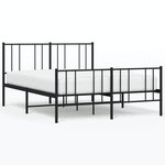 VIDAXL Cadre de lit metal sans matelas avec pied de lit noir 140x190cm