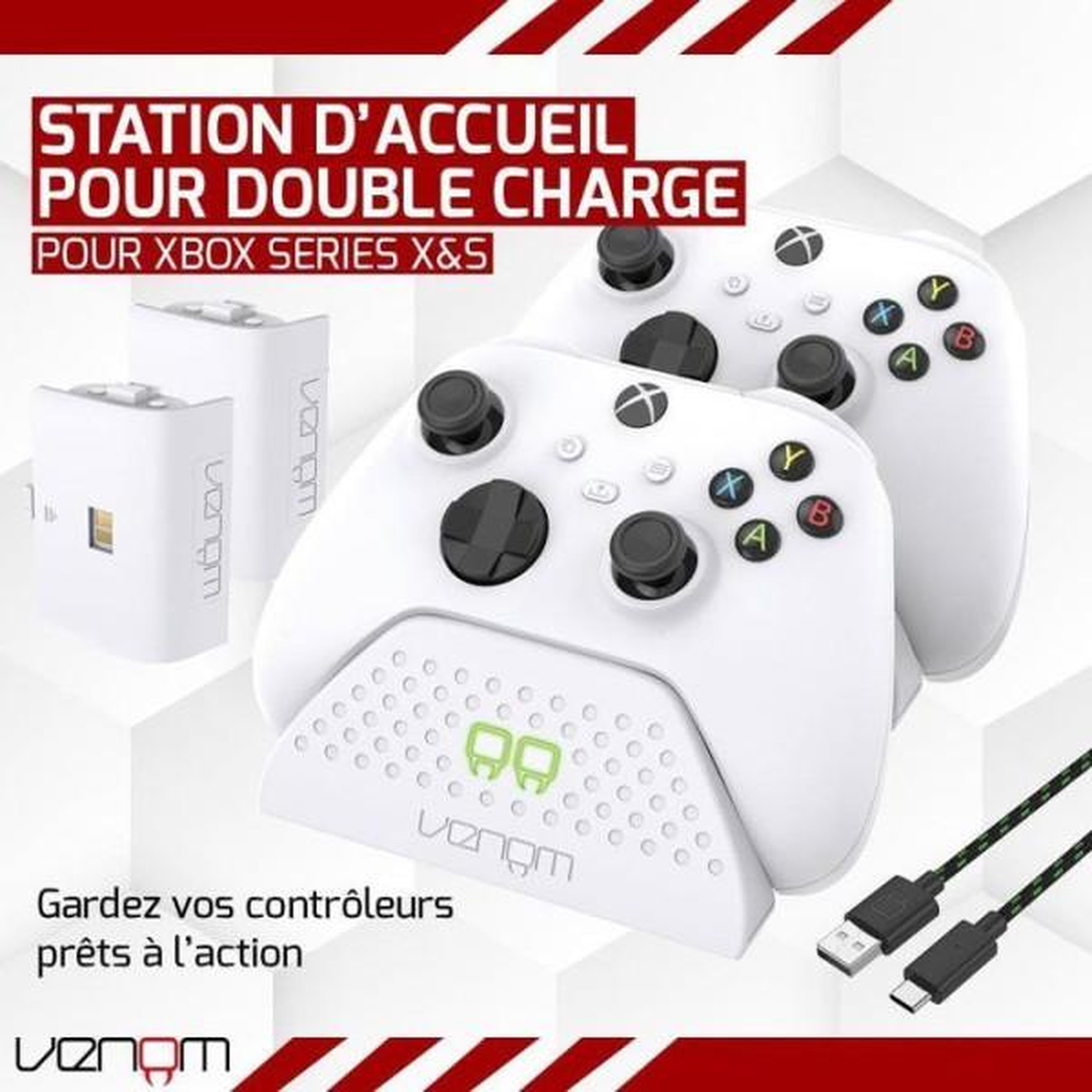 Voir la diapositive 2 : VENOM Station de charge double - VENOM - pour manettes Xbox - Xbox Series X|S & One - Blanc