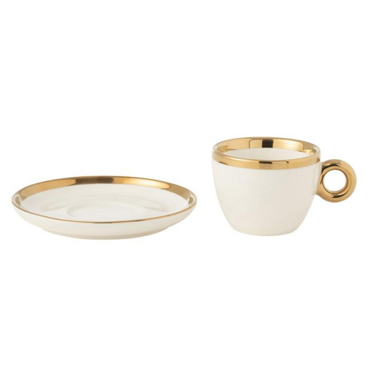 Paris Prix Lot de 4 Tasses & Sous-Tasses  Faye  18cl Blanc & Or