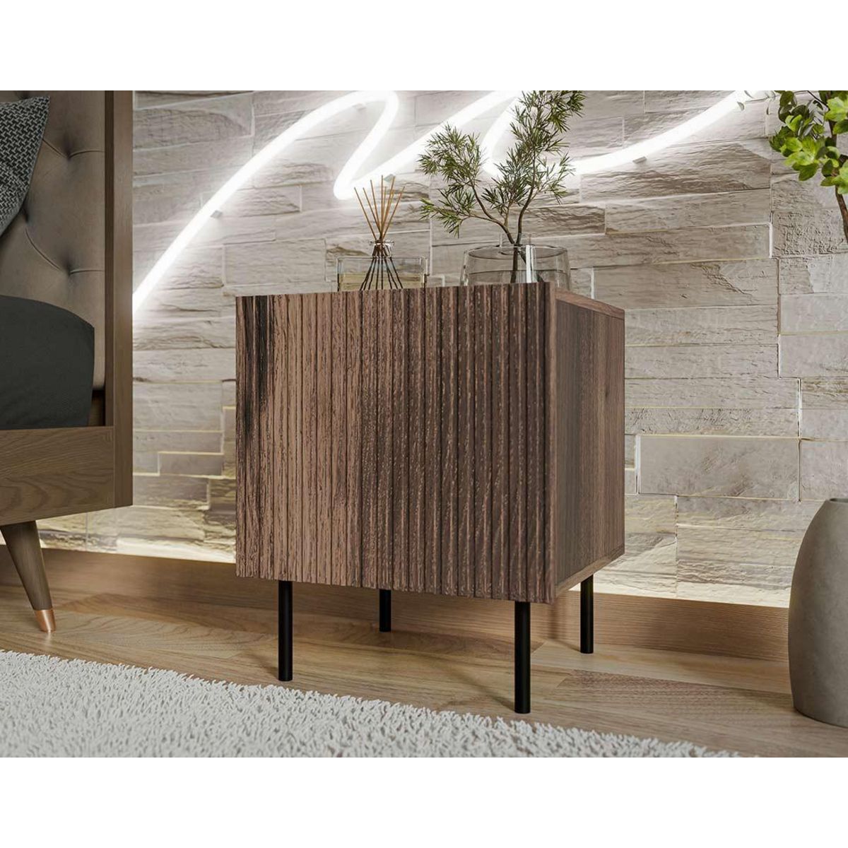 BEST MOBILIER Franco - lot de 2 tables de chevet - effet bois - 45 cm