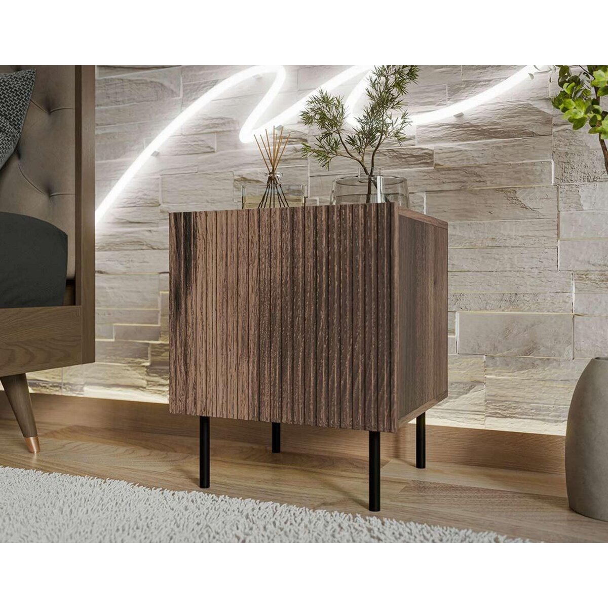 BEST MOBILIER Franco - lot de 2 tables de chevet - effet bois - 45 cm